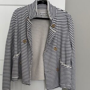 Frank & Eileen Women's navy and white striped mini Belfast.